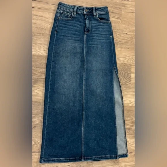 Hidden Los Angeles Long Denim Maxi Skirt with Side Slit – XS – NWOT - Picture 1 of 7